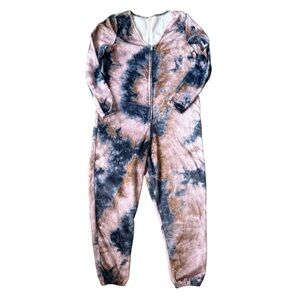 Natural Life Fleece Onesie Pajamas - Navy Pink Tie-Dye XS